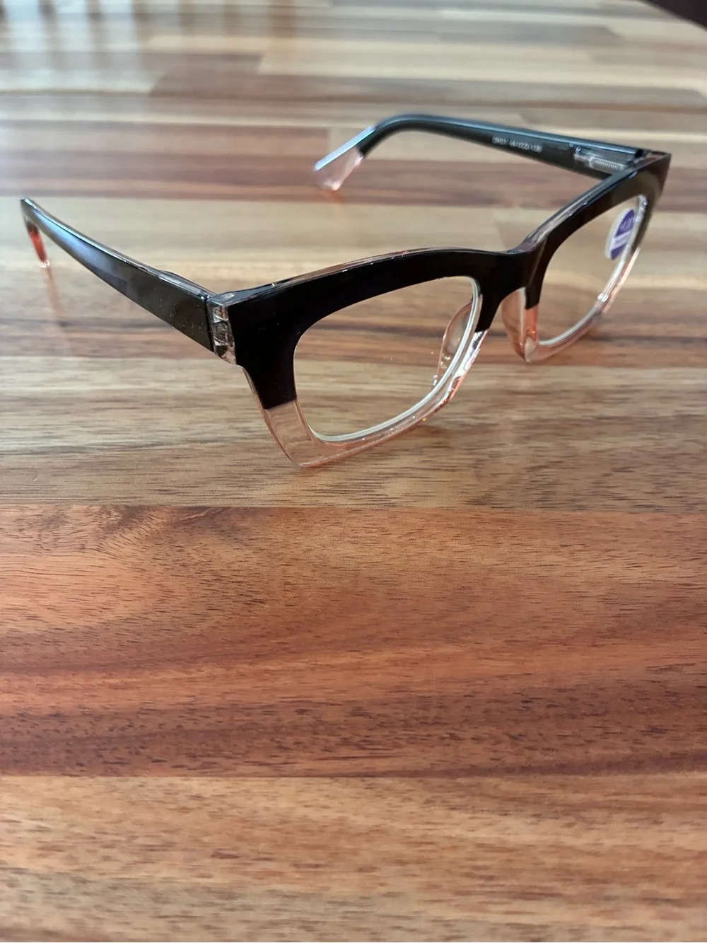 DKNY DK01 Eyeglasses Glasses Frames Transparent Peach and Black +1.0 44-22-139